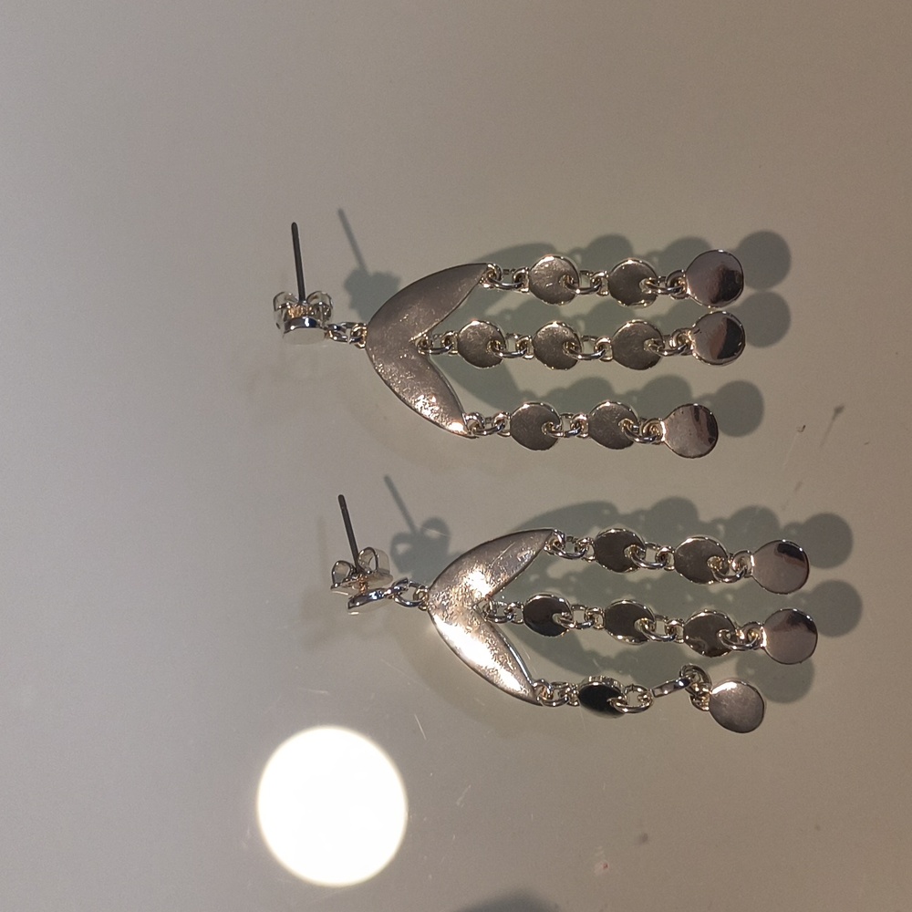 Avon Silver and Purple Dangle Earrings